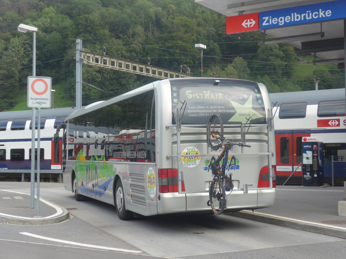 (208'758) - AWA Amden - Nr. 8/SG 39'008 - MAN am 17. August 2019 beim Bahnhof Ziegelbrcke