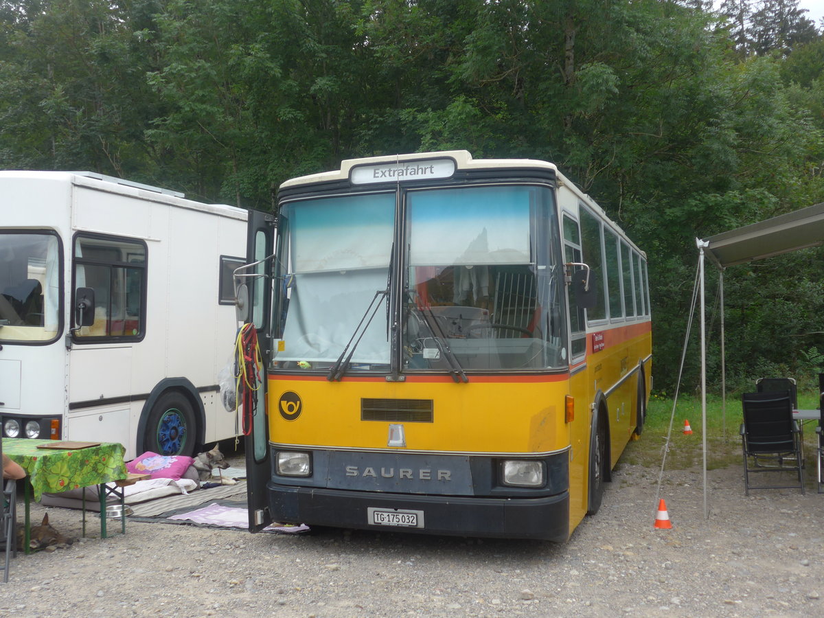 (208'851) - Schr, Ettenhausen - TG 175'032 - Saurer/R&J (ex Zimmermann, Kerns; ex Amstein, Willisau) am 17. August 2019 in Atzmnnig, Schutt