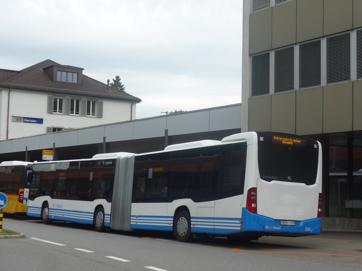 (208'919) - WilMobil, Wil - Nr. 294/SG 311'041 - Mercedes am 17. August 2019 beim Bahnhof Herisau