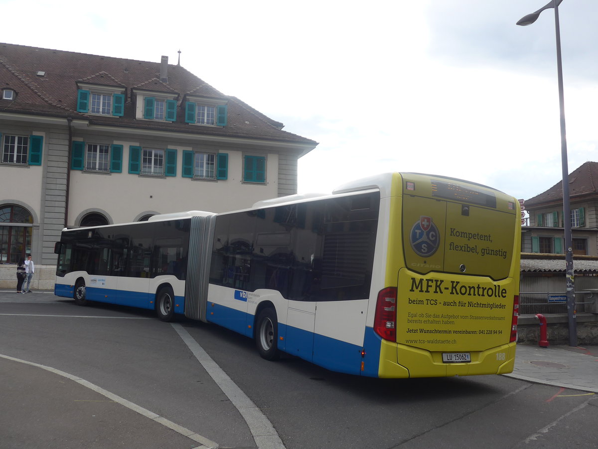 (208'953) - VBL Luzern - Nr. 188/LU 15'062 - Mercedes am 17. August 2019 beim Bahnhof Thun