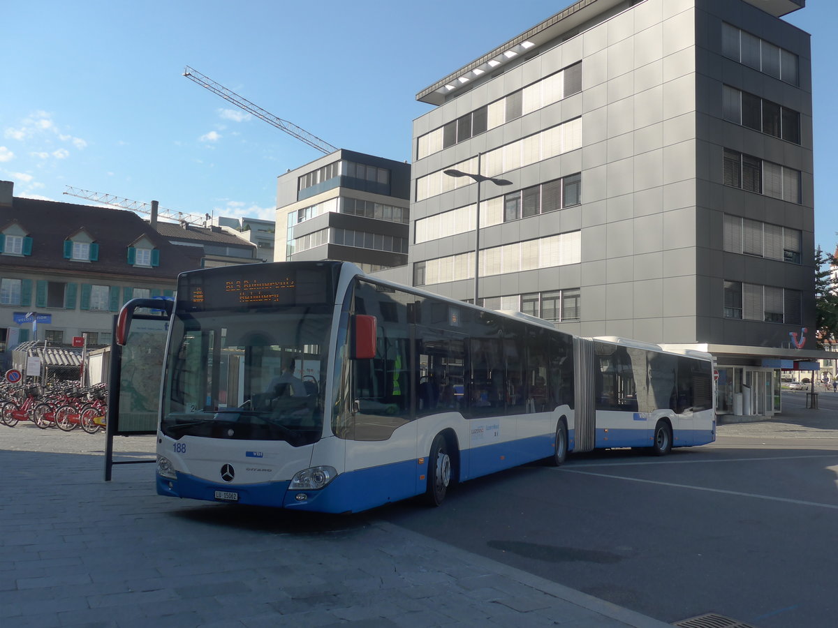 (209'042) - VBL Luzern - Nr. 188/LU 15'062 - Mercedes am 18. August 2019 beim Bahnhof Thun