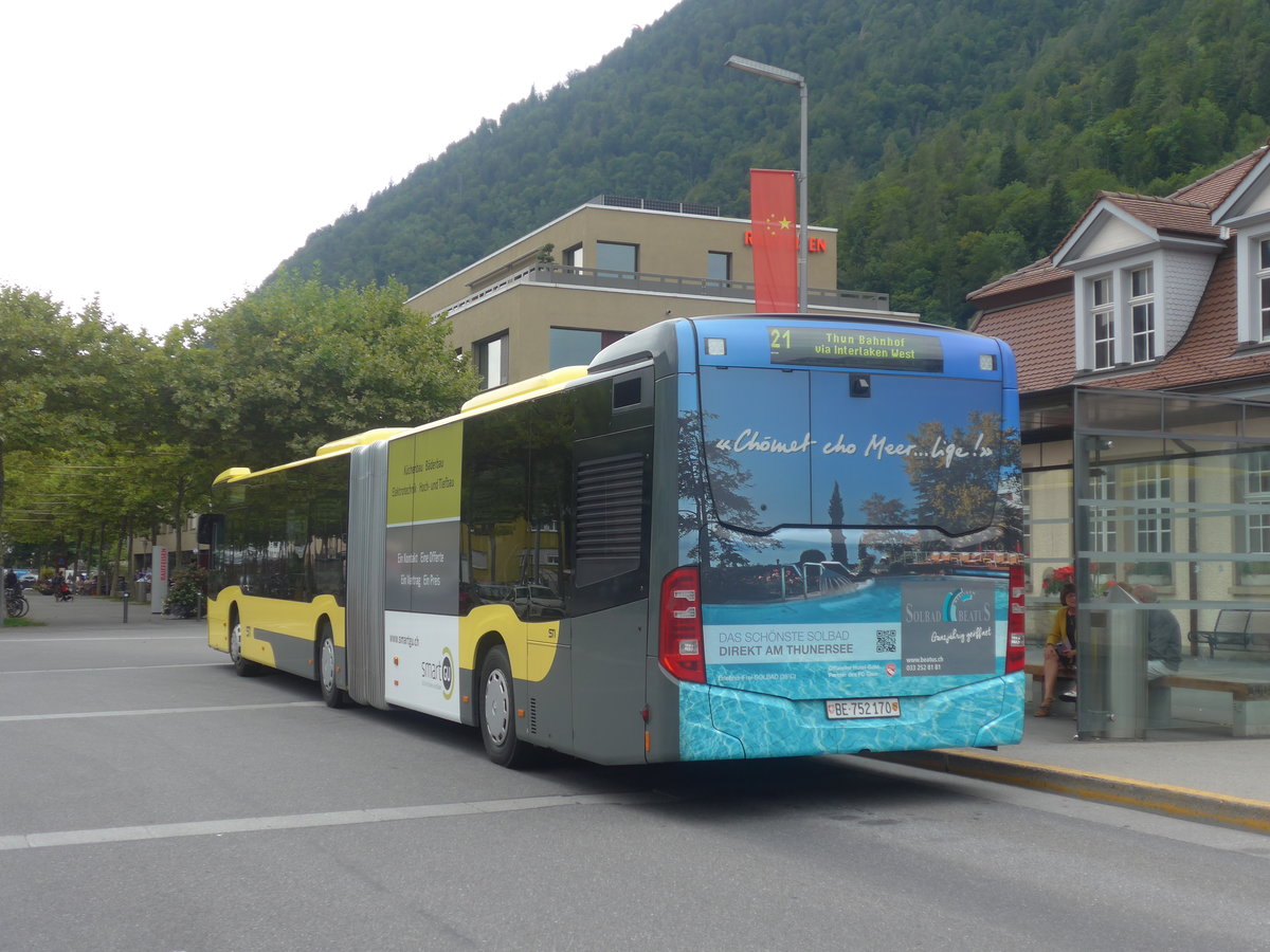 (209'213) - STI Thun - Nr. 170/BE 752'170 - Mercedes am 1. September 2019 beim Bahnhof Interlaken Ost