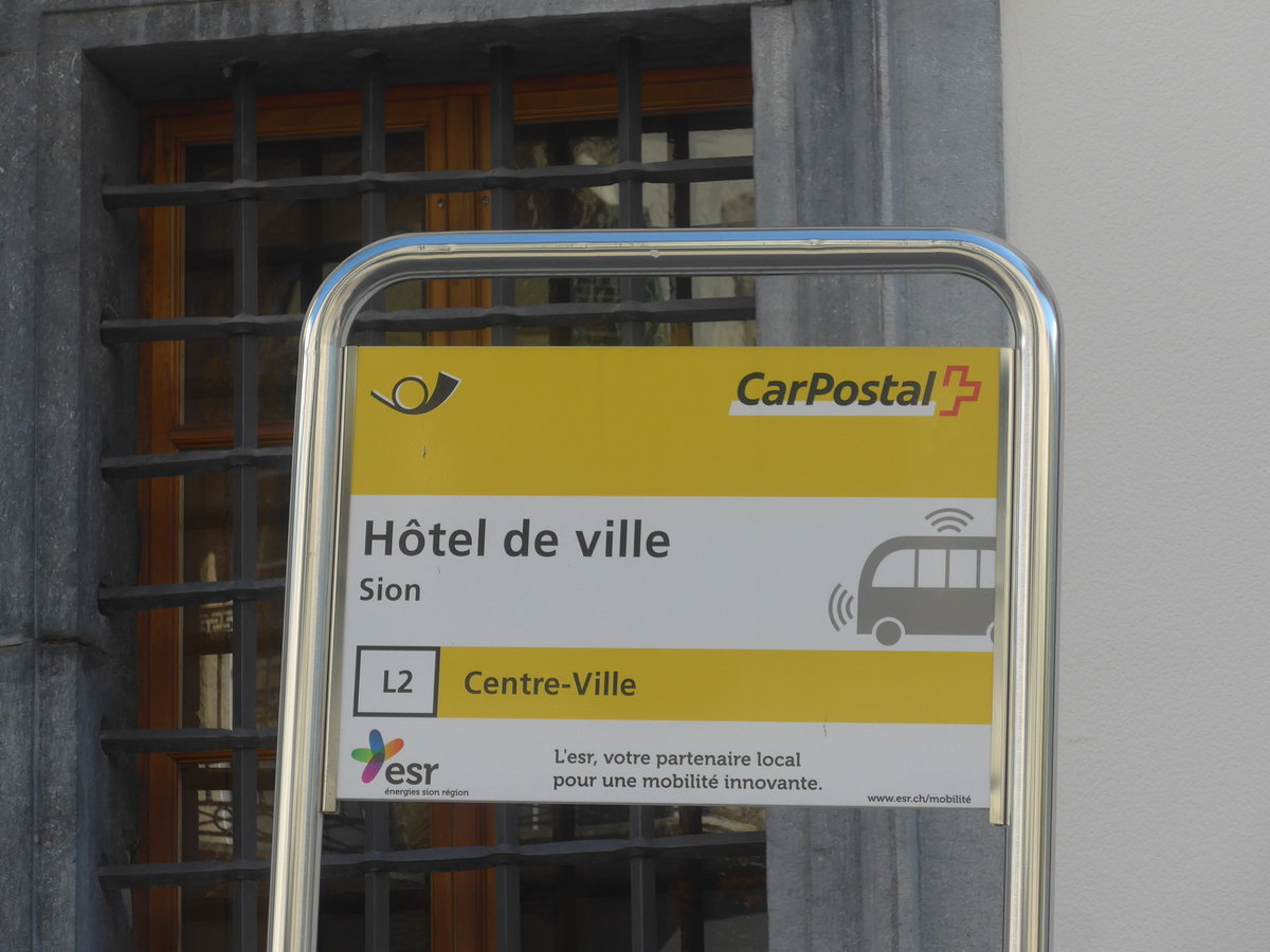 (209'482) - PostAuto-Haltestelle - Sion, Htel de ville - am 9. September 2019