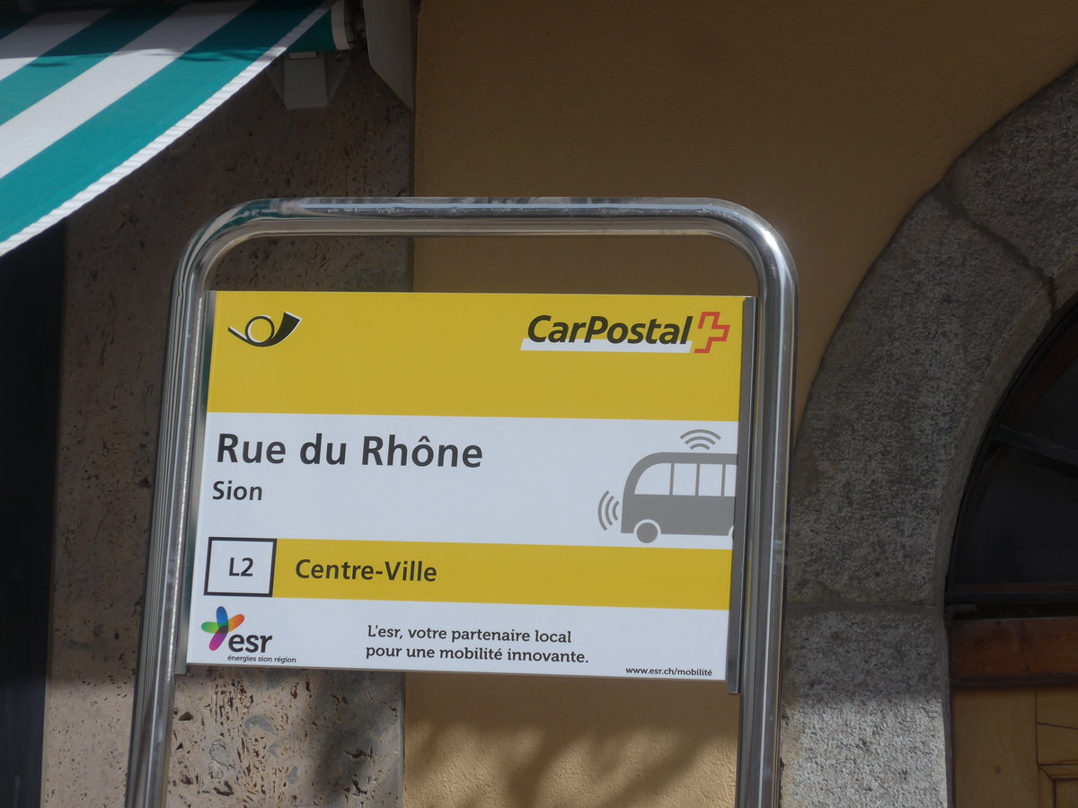 (209'507) - PostAuto-Haltestelle - Sion, Rue du Rhne - am 9. September 2019