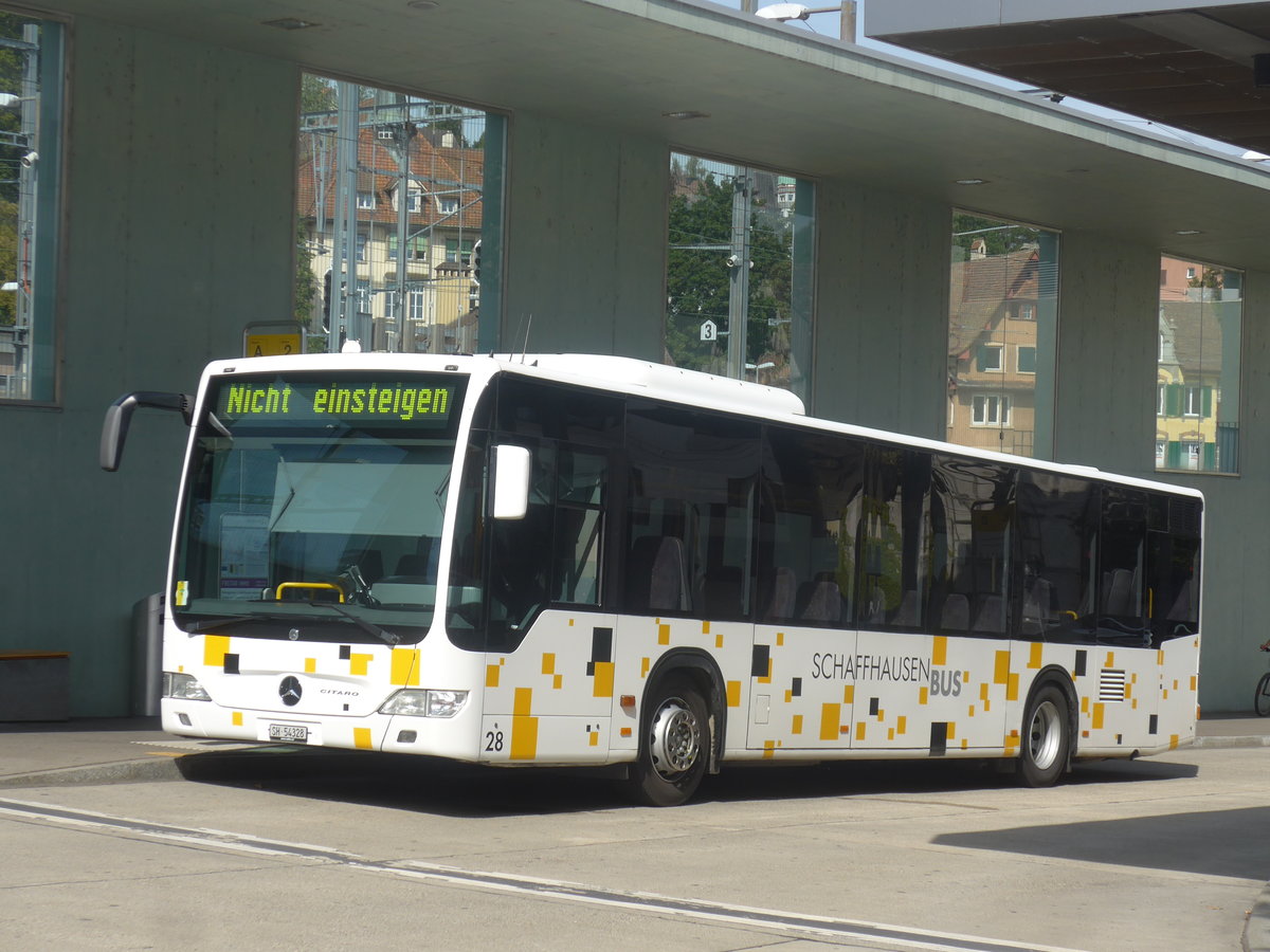 (209'626) - SB Schaffhausen - Nr. 28/SH 54'328 - Mercedes am 14. September 2019 beim Bahnhof Schaffhausen