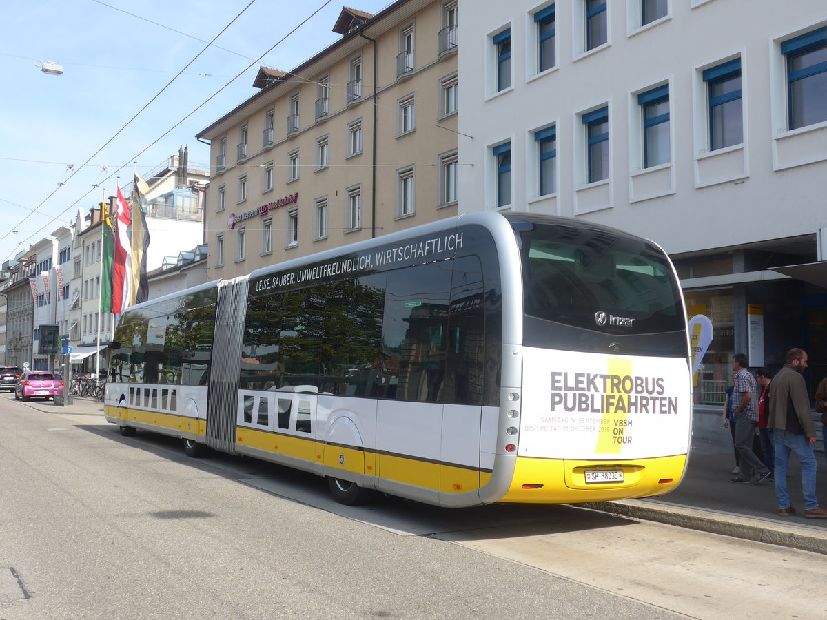 (209'639) - VBSH Schaffhausen - Nr. 35/SH 38'035 - Irizar (Probefahrzeug) am 14. September 2019 beim Bahnhof Schaffhausen