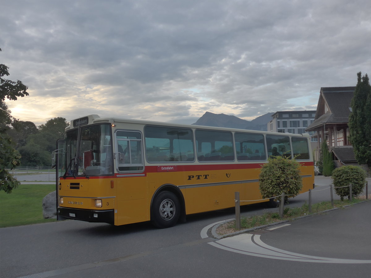 (209'733) - Kolb, Grasswil - Nr. 3/BE 93'915 - Saurer/R&J (eX Schmocker, Stechelberg Nr. 3; ex Schmocker, Stechelberg Nr. 1; ex Gertsch, Stechelberg Nr. 1) am 22. September 2019 in Thun-Allmendingen, VPZ