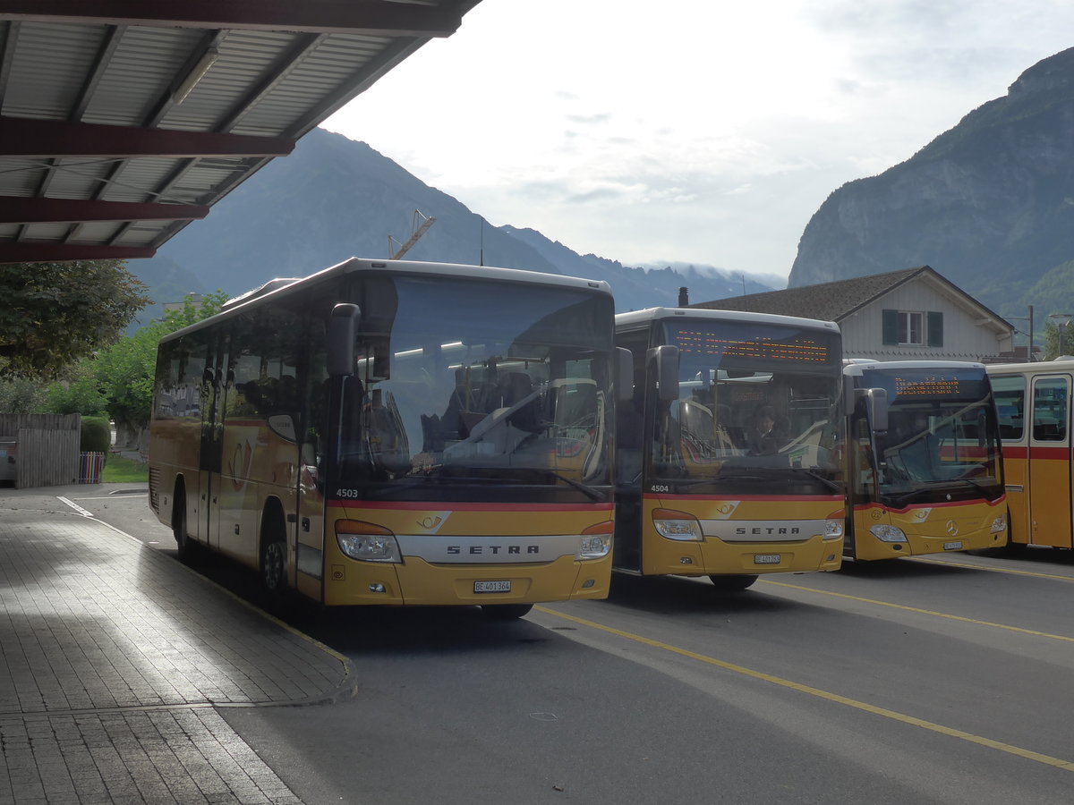 (209'750) - PostAuto Bern - BE 401'364 - Setra (ex AVG Meiringen Nr. 64) am 22. September 2019 in Meiringen, Postautostation