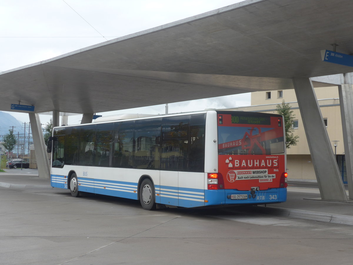 (209'976) - BSW Sargans - Nr. 343/SG 297'516 - MAN am 6. Oktober 2019 beim Bahnhof Buchs