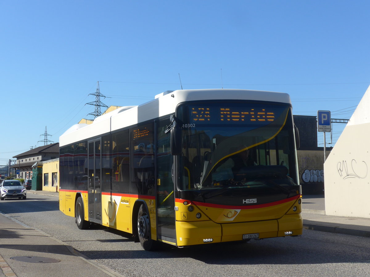 (210'536) - Autopostale, Mendrisio - TI 180'267 - Scania/Hess am 26. Oktober 2019 beim Bahnhof Mendrisio