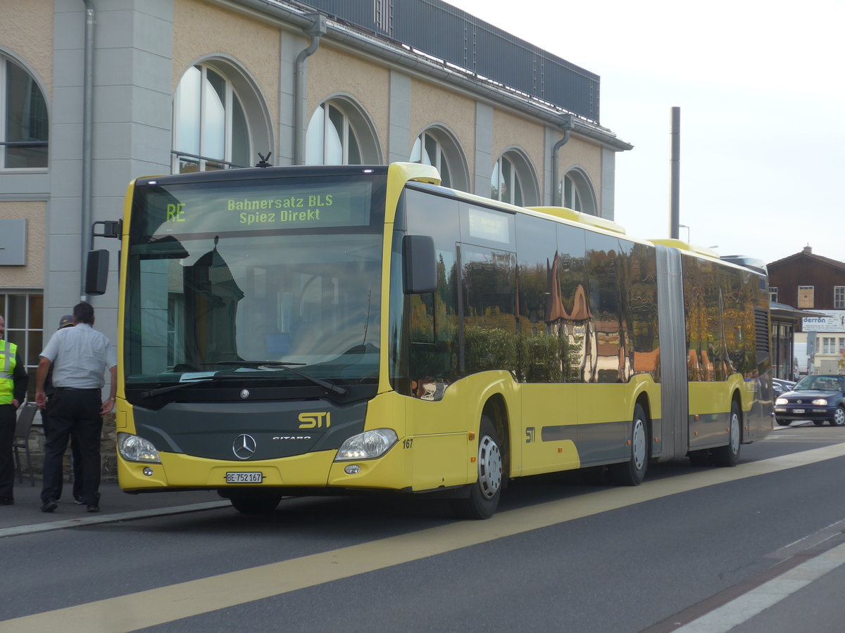 (210'700) - STI Thun - Nr. 167/BE 752'167 - Mercedes am 27. Oktober 2019 beim Bahnhof Spiez