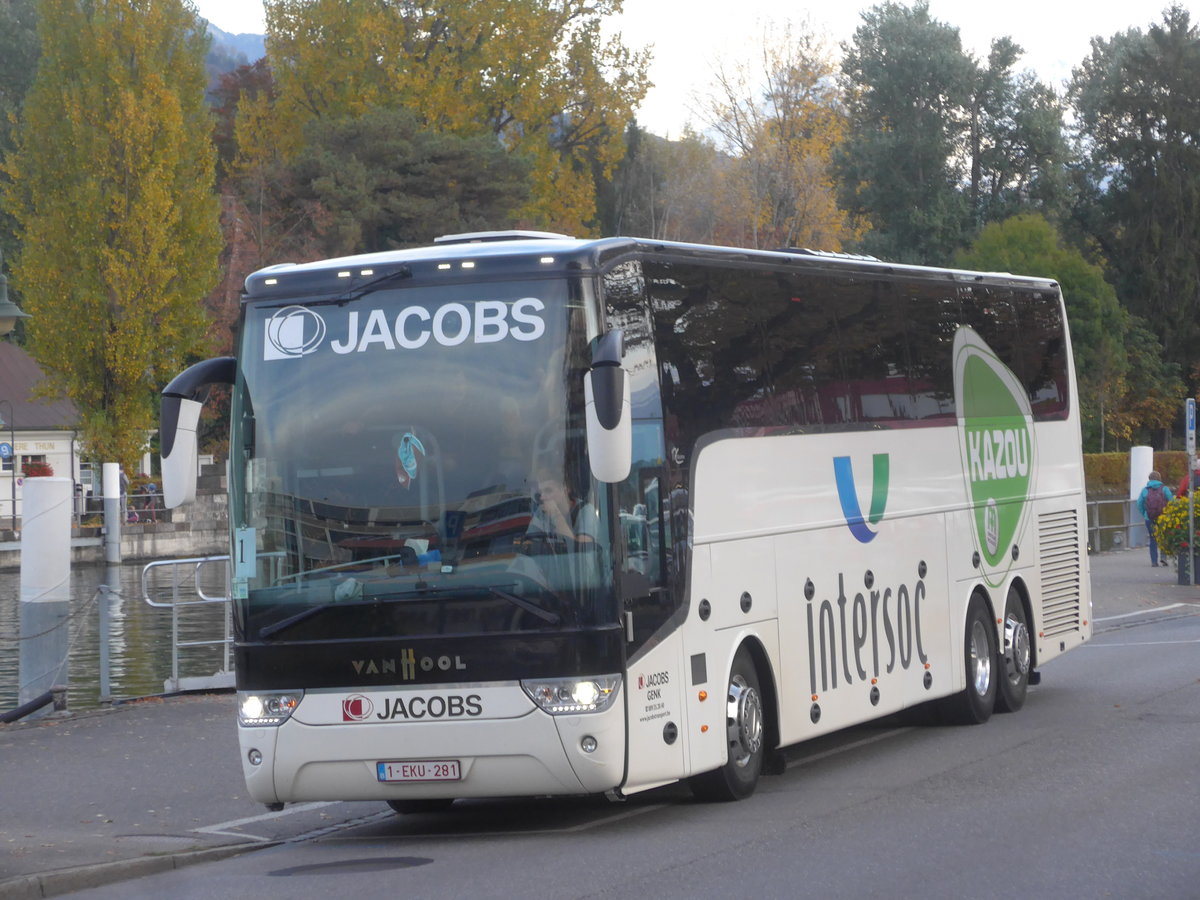 (210'703) - Aus Belgien: Jacobs, Genk - 1-EKU-281 - Van Hool am 27. Oktober 2019 bei der Schifflndte Thun