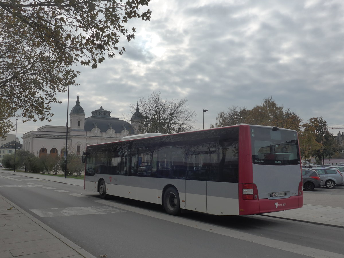 (210'914) - TRAVYS Yverdon - Nr. 116/VD 133'031 - MAN am 9. November 2019 beim Bahnhof Yverdon