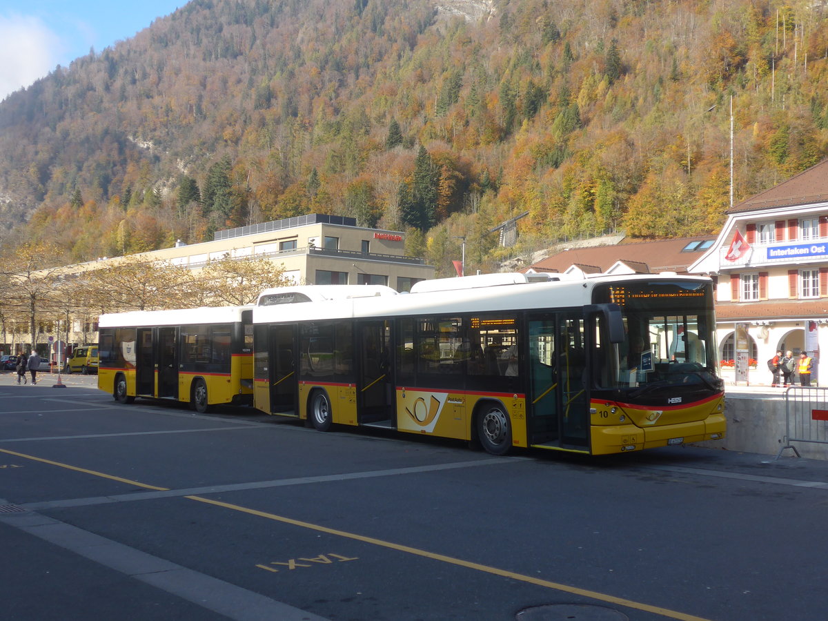 (210'990) - PostAuto Bern - Nr. 10/BE 673'731 - Hess (ex Klopfstein, Laupen Nr. 10) am 11. November 2019 beim Bahnhof Interlaken Ost