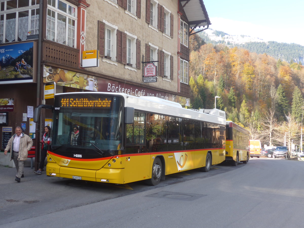 (211'013) - PostAuto Bern - Nr. 6/BE 669'359 - Hess (ex Klopfstein, Laupen Nr. 6) am 11. November 2019 beim Bahnhof Lauterbrunnen