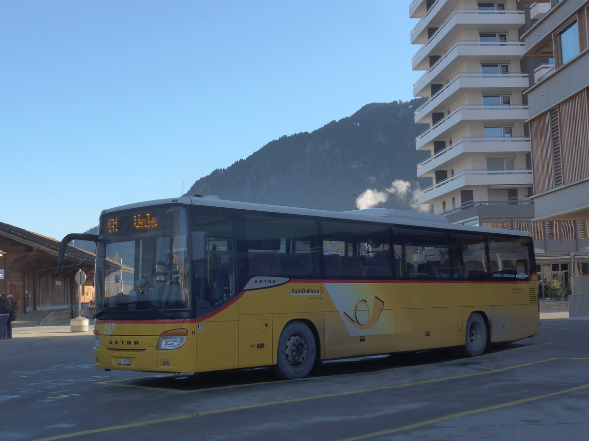 (212'599) - Fontana, Ilanz - Nr. 18/GR 79'029 - Setra (ex Nr. 7) am 7. Dezember 2019 beim Bahnhof Ilanz