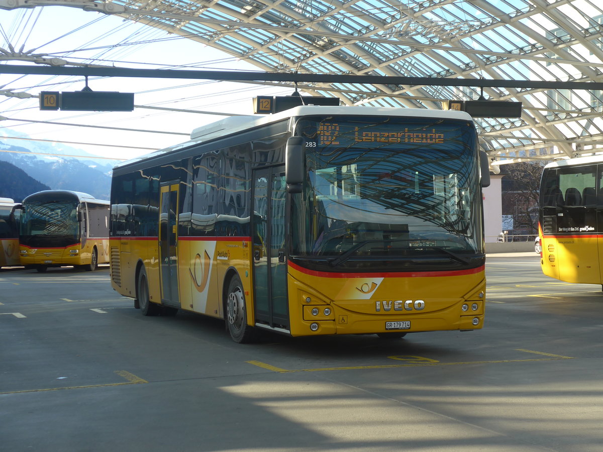 (212'613) - PostAuto Graubnden - GR 179'714 - Iveco am 7. Dezember 2019 in Chur, Postautostation