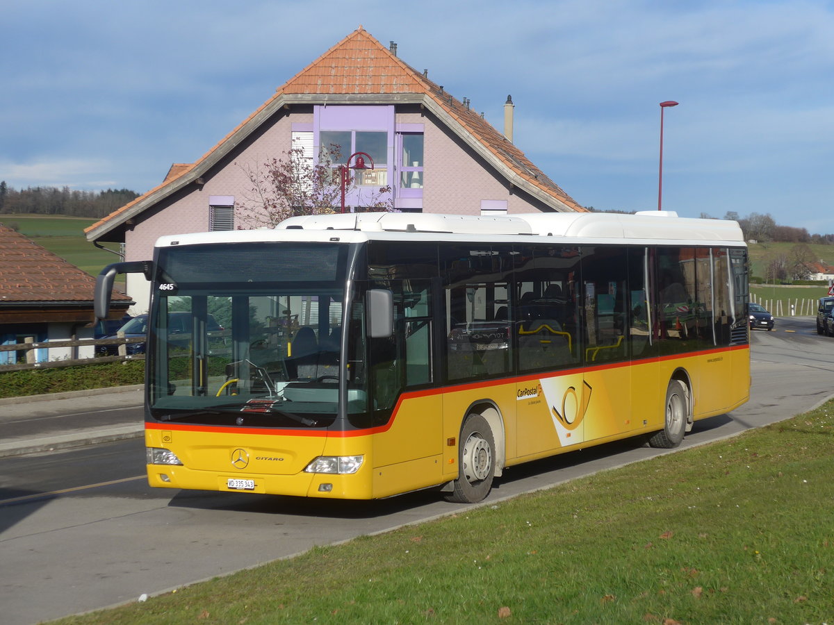 (212'791) - CarPostal Ouest - VD 335'343 - Mercedes am 8. Dezember 2019 in Thierrens, Gare Routire