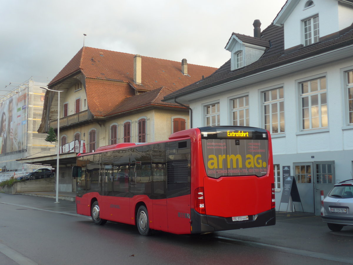 (212'887) - Bernmobil, Bern - Nr. 444/BE 855'444 - Mercedes am 14. Dezember 2019 beim Bahnhof Mnsingen