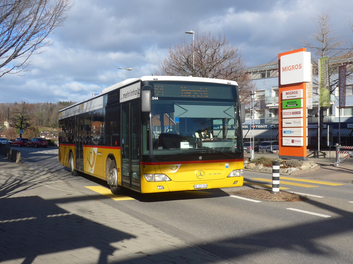 (213'114) - PostAuto Bern - BE 653'386 - Mercedes am 25. Dezember 2019 beim Bahnhof Spiez