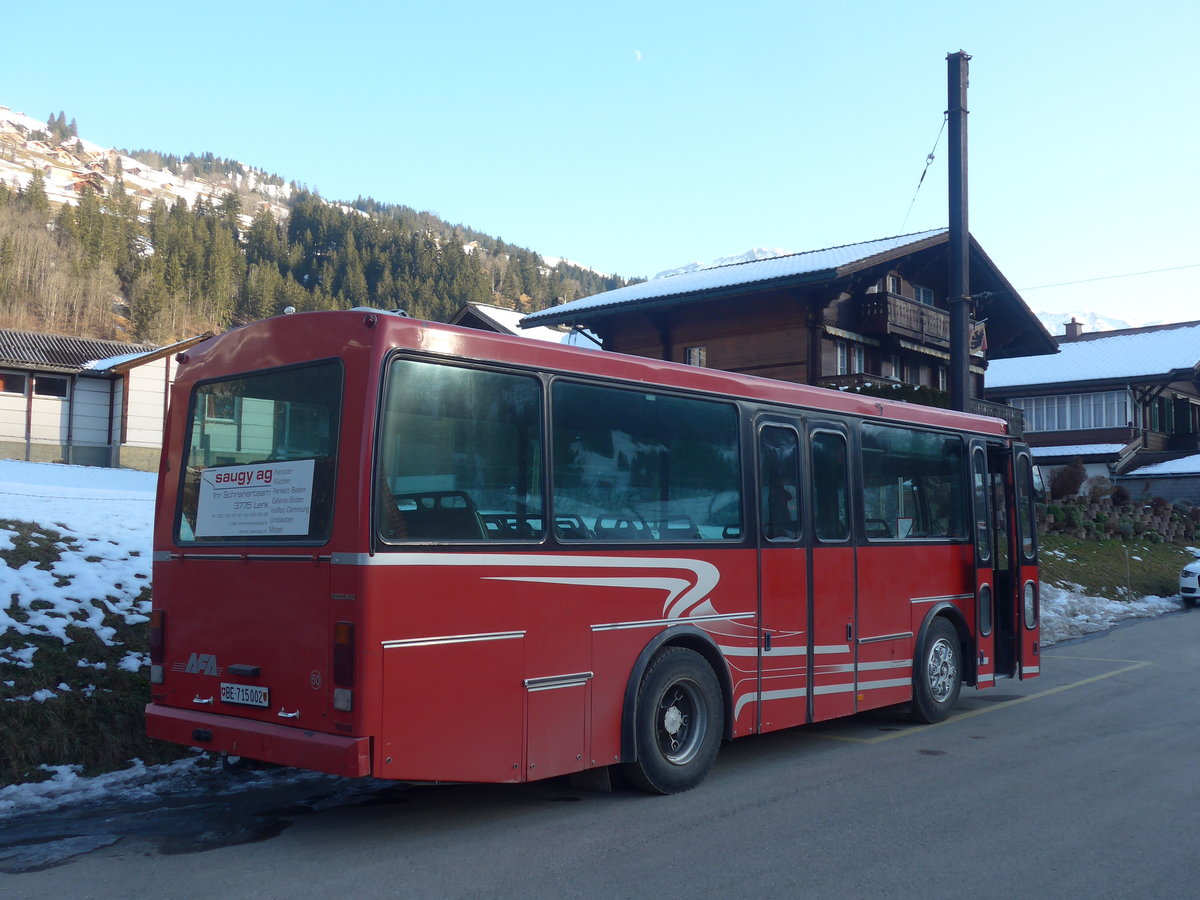 (213'309) - AFA Adelboden - Nr. 50/BE 715'002 - Vetter (ex AVG Grindelwald Nr. 21) am 2. Januar 2020 beim Bahnhof Lenk