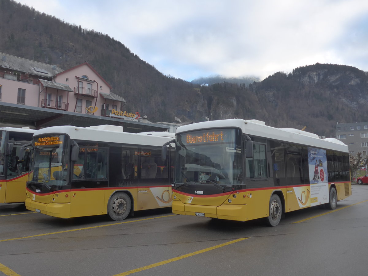 (213'393) - PostAuto Bern - BE 401'568 - Scania/Hess (ex AVG Meiringen Nr. 68; ex AVG Meiringen Nr. 59; ex Steiner, Messen) am 5. Januar 2020 in Meiringen, Postautostation