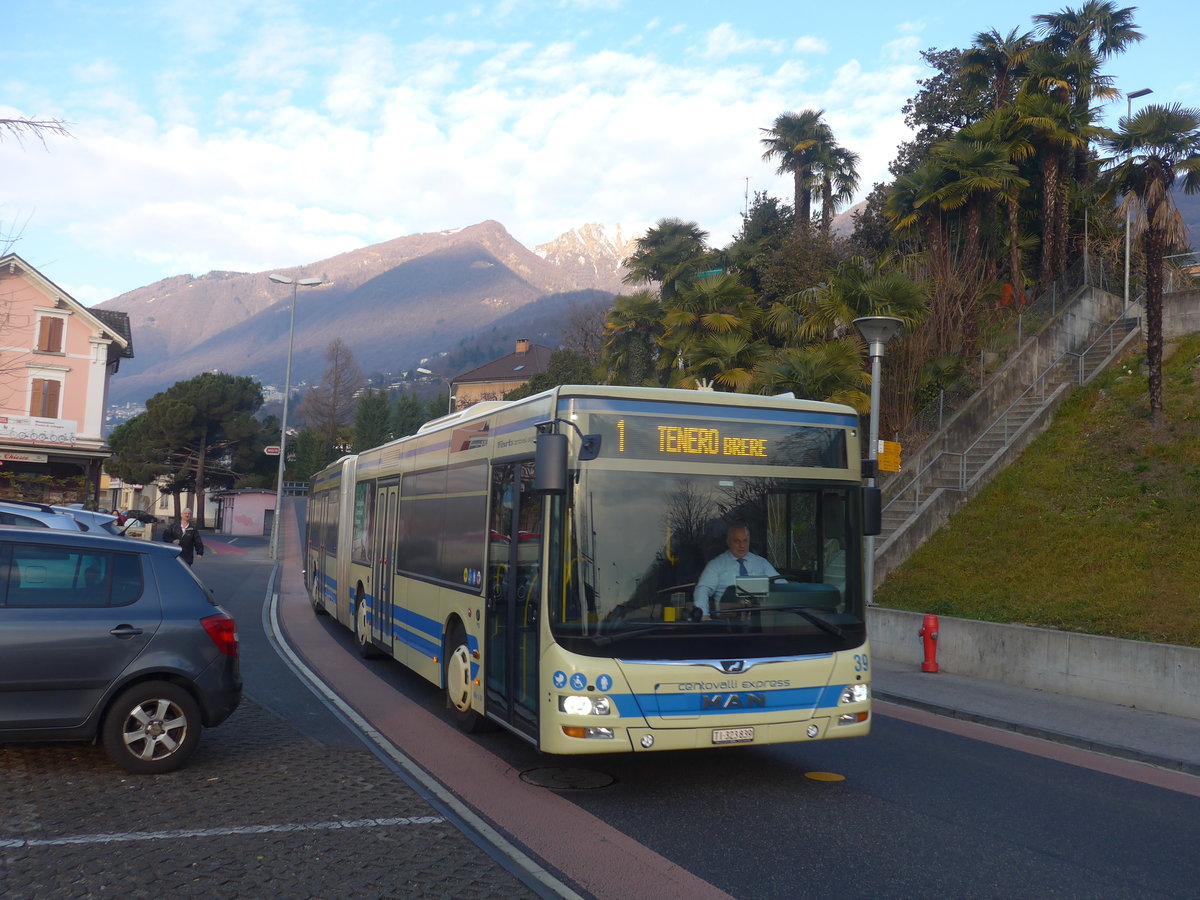 (213'819) - FART Locarno - Nr. 39/TI 323'839 - MAN am 18. Januar 2020 beim Bahnhof Tenero