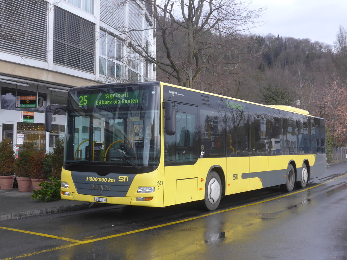 (214'092) - STI Thun - Nr. 131/BE 801'131 - MAN am 2. Februar 2020 bei der Schifflndte Thun