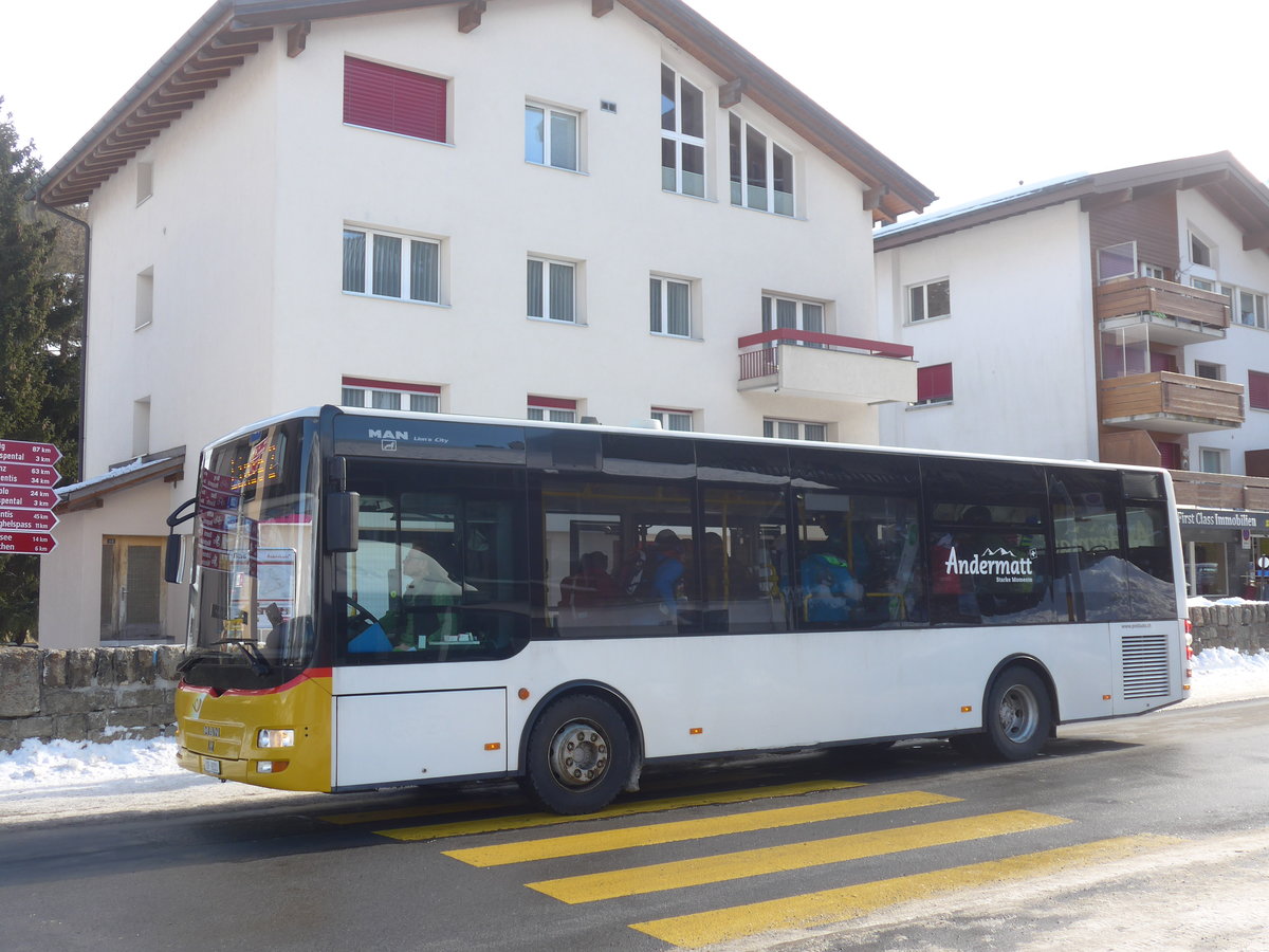 (214'151) - Mattli, Wassen - UR 9221 - MAN/Gppel (ex Lengacher, Wichtrach Nr. 6) am 9. Februar 2020 in Andermatt, Tourist Info