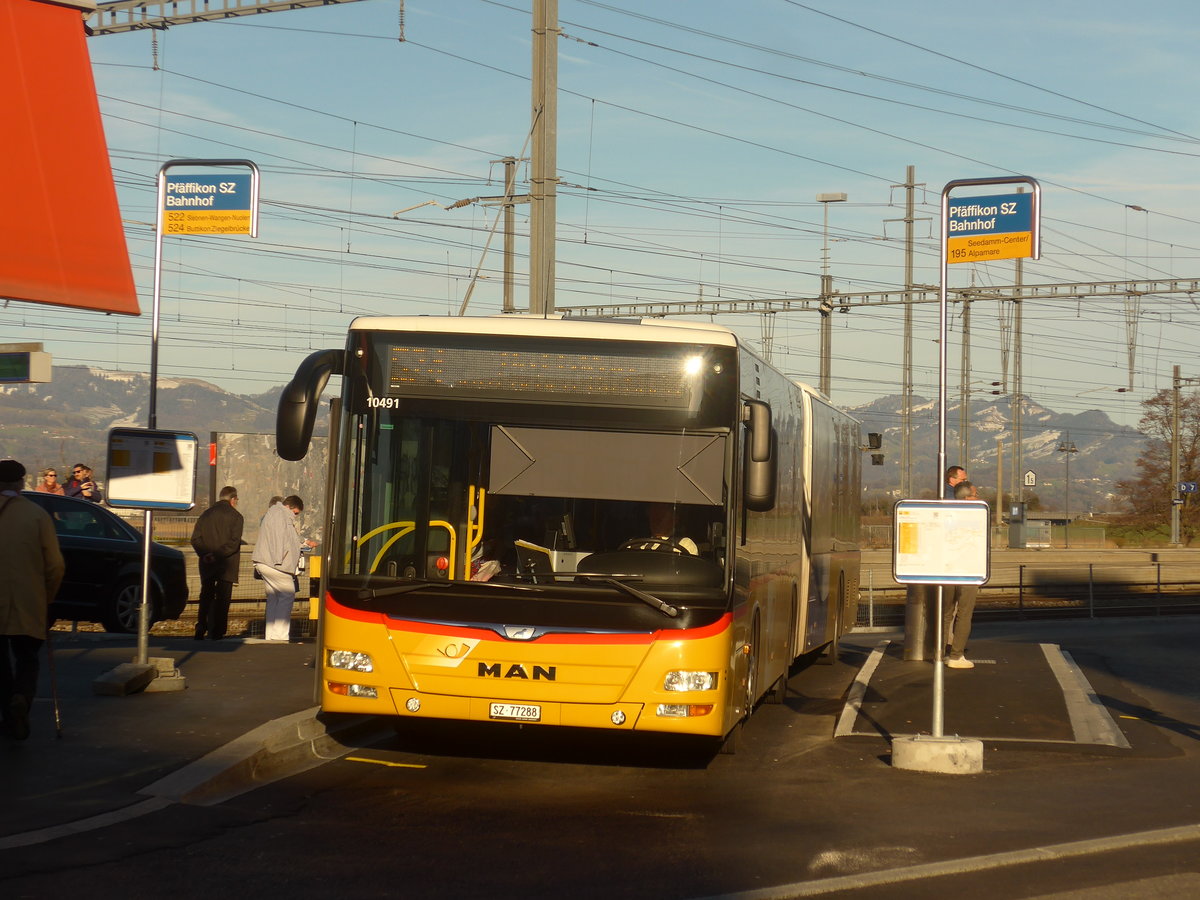 (214'206) - PostAuto Ostschweiz - SZ 77'288 - MAN (ex Kistler, Reichenburg) am 15. Februar 2020 beim Bahnhof Pfffikon