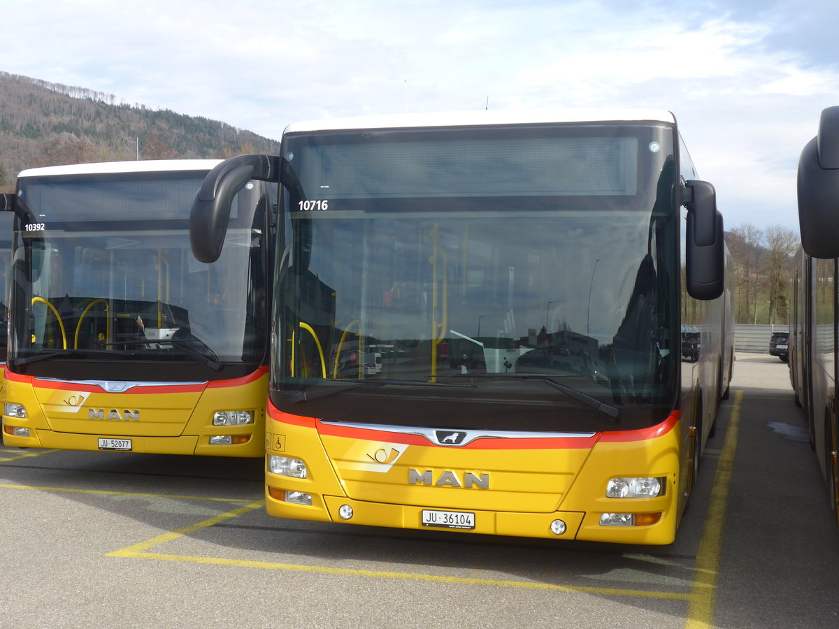 (214'267) - CarPostal Ouest - JU 36'104 - MAN am 16. Februar 2020 in Develier, Parkplatz