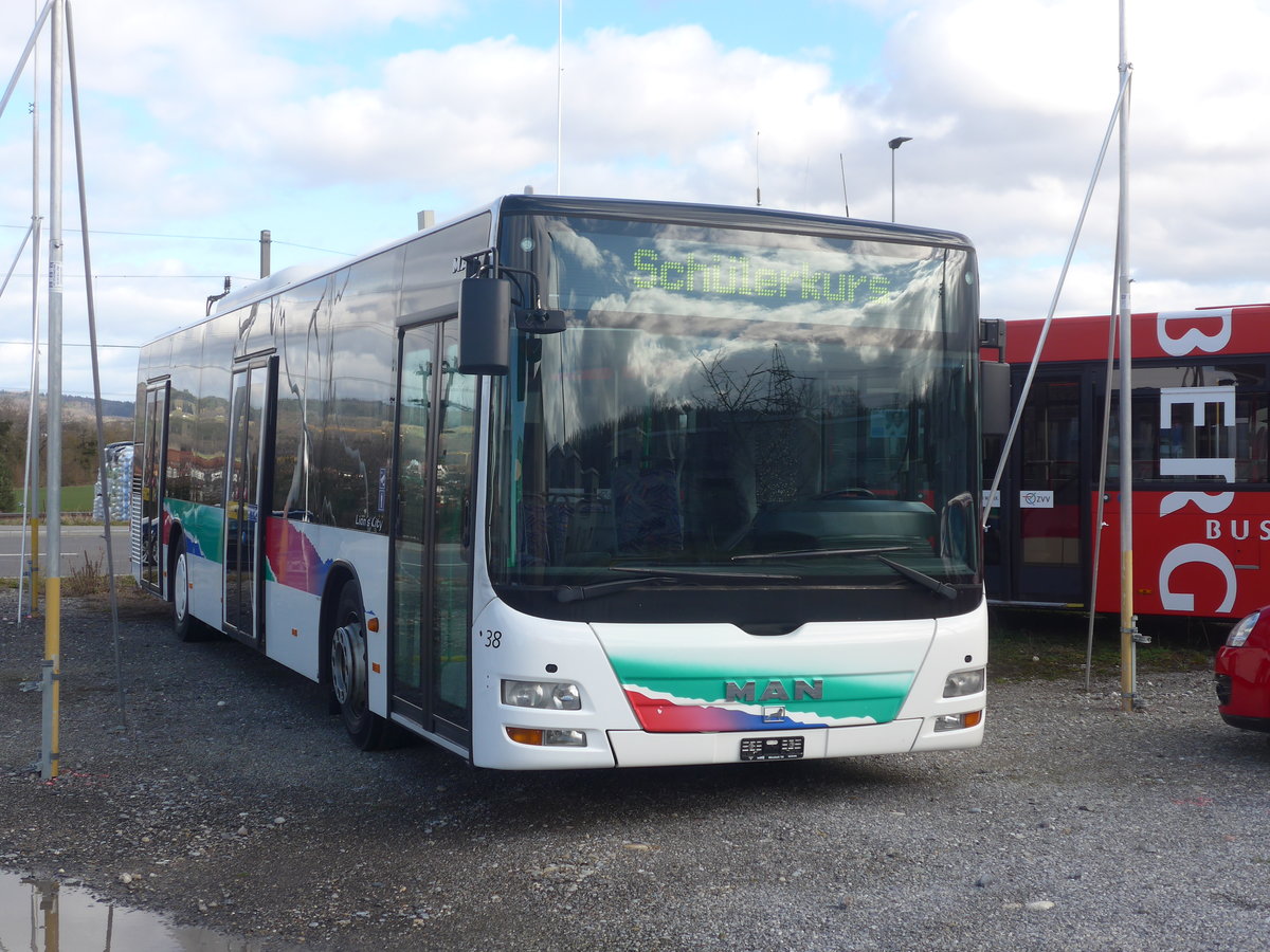 (214'431) - Regiobus, Gossau - Nr. 38 - MAN (ex ASm Langenthal Nr. 38) am 18. Februar 2020 in Weiach