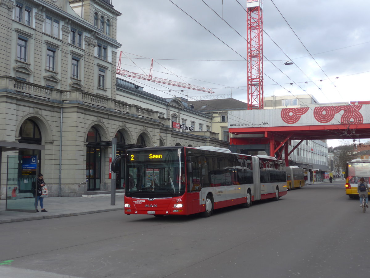 (214'453) - SW Winterthur - Nr. 366/ZH 492'366 - MAN am 18. Februar 2020 beim Hauptbahnhof Winterthur