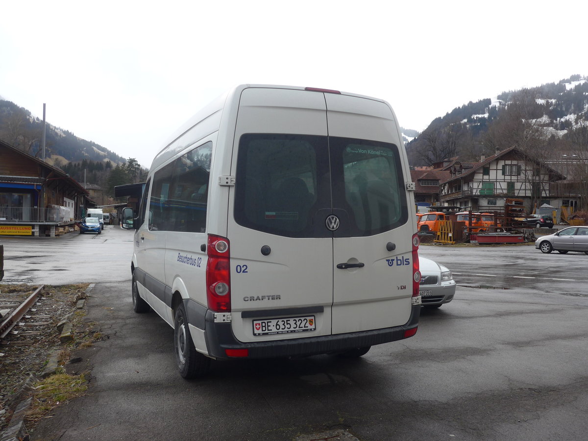 (214'467) - BLS Bern - Nr. 2/BE 635'322 - VW am 19. Februar 2020 in Frutigen, Alter Bahnhof