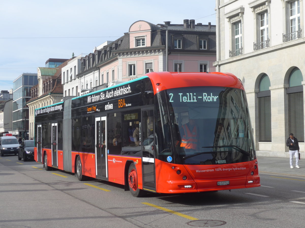 (214'604) - VB Biel - Nr. 201/AG 537'513 - Hess am 20. Februar 2020 beim Bahnhof Aarau (Einsatz BBA)