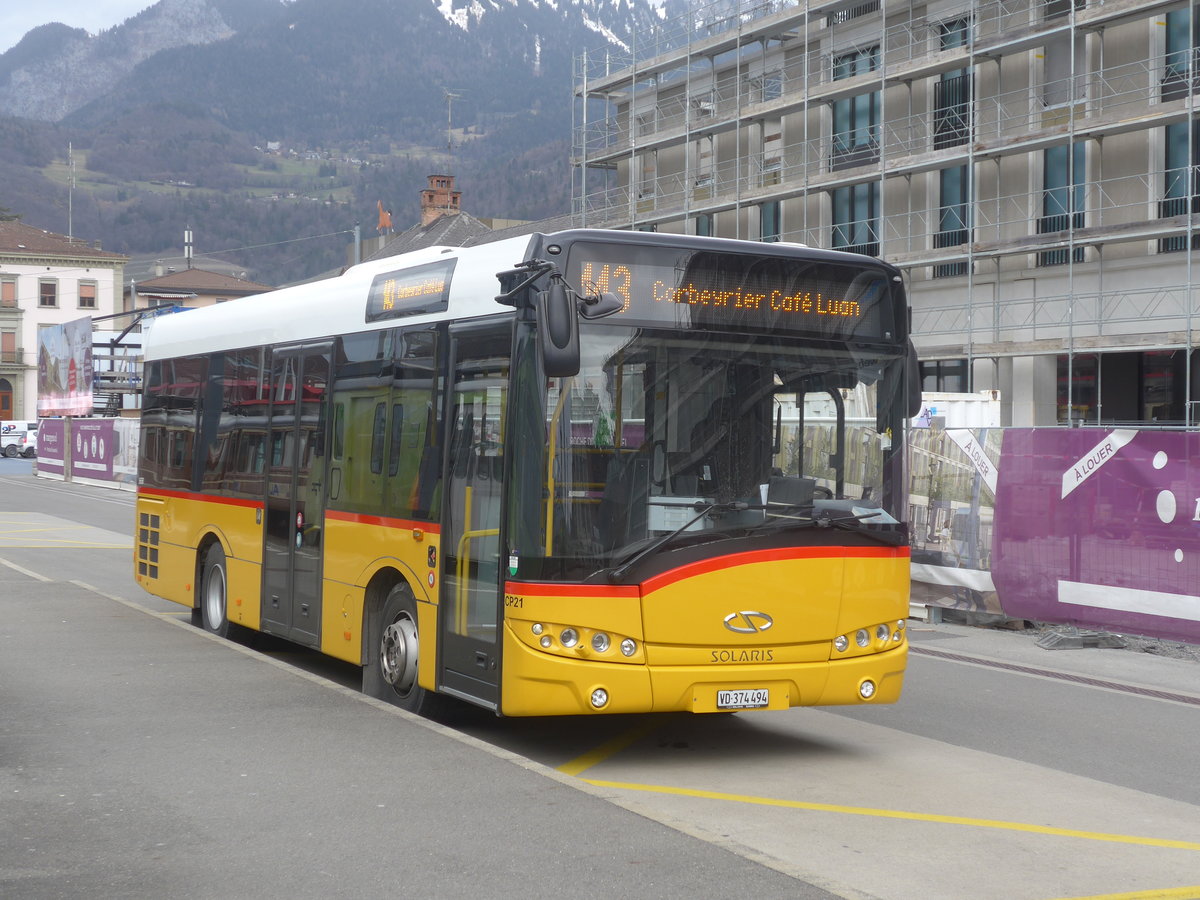 (214'918) - TPC Aigle - Nr. CP21/VD 374'494 - Solaris am 29. Februar 2020 beim Bahnhof Aigle