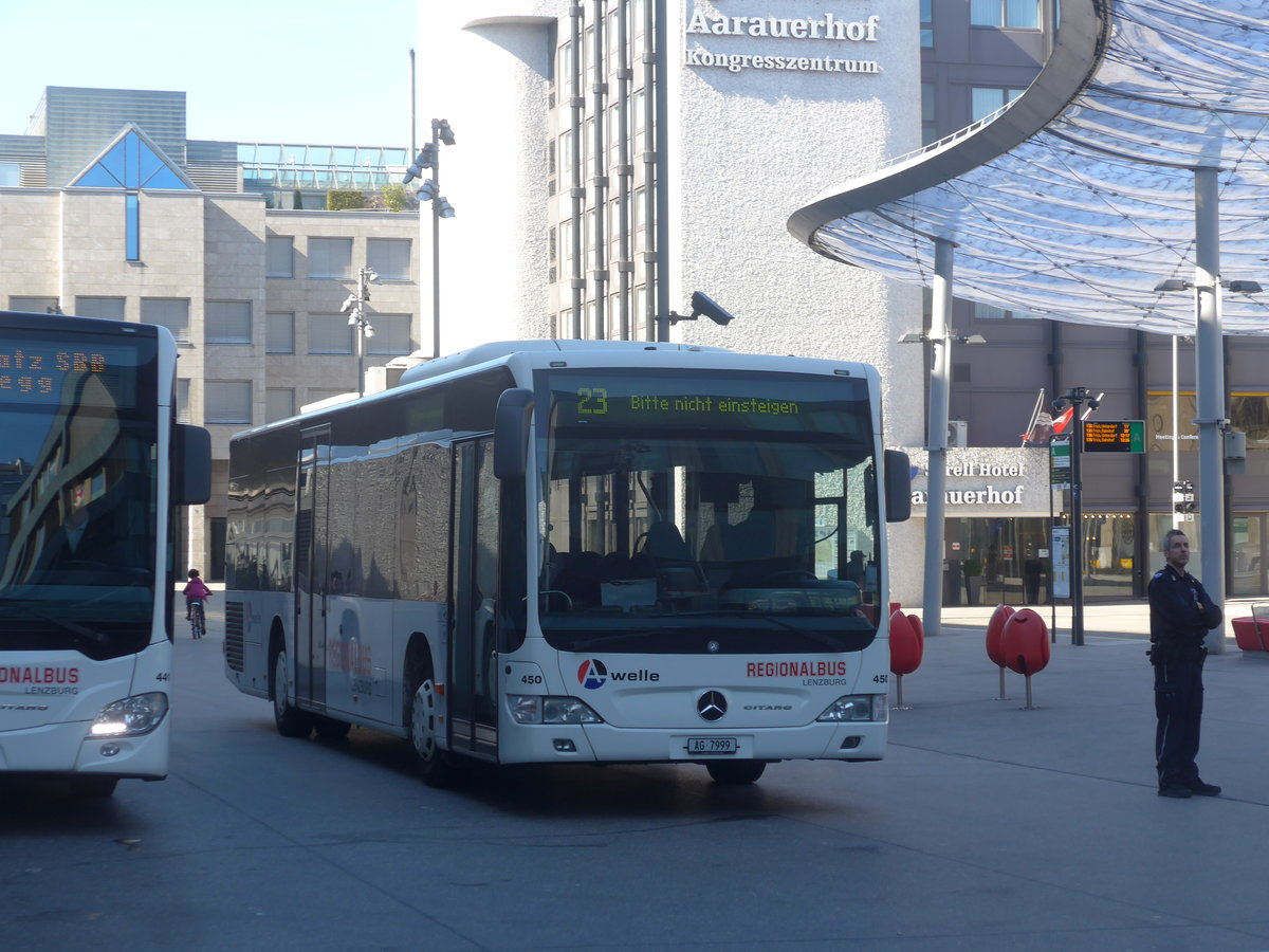 (215'196) - Knecht, Windisch - Nr. 450/AG 7999 - Mercedes am 15. Mrz 2020 beim Bahnhof Aarau