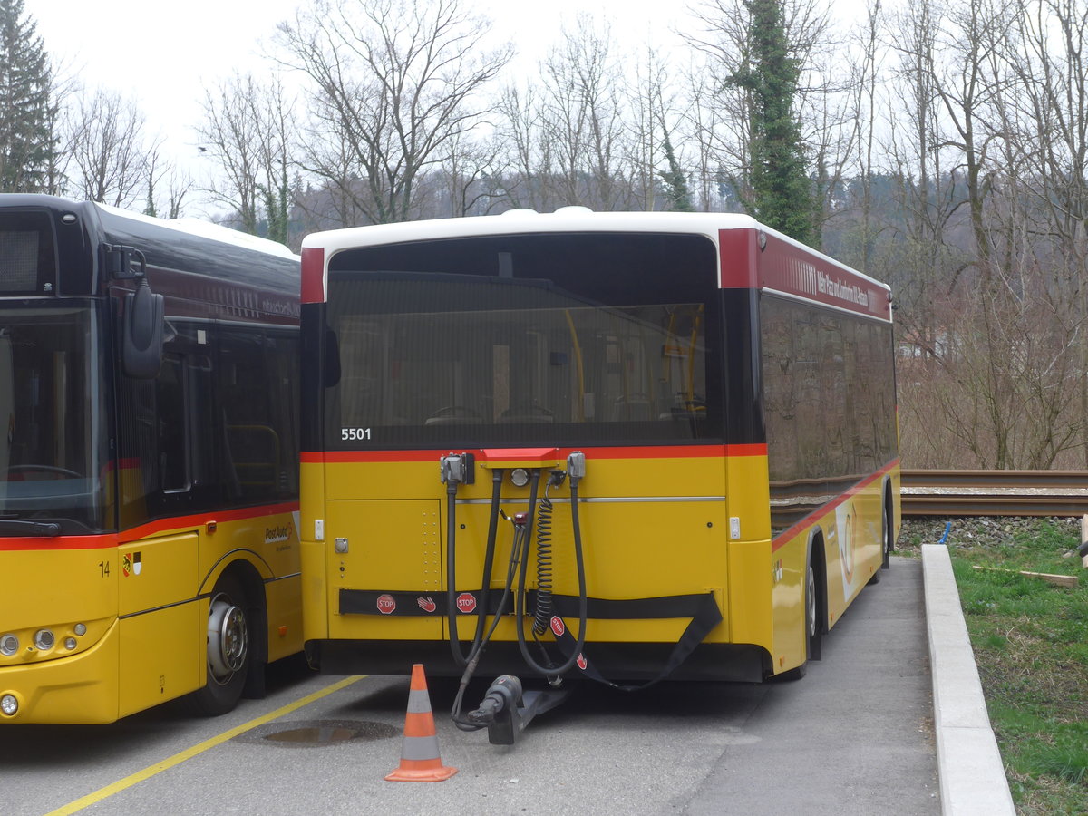 (215'376) - PostAuto Bern - BE 193'594 - Lanz+Marti/Hess Personenanhnger (ex Klopfstein, Laupen) am 22. Mrz 2020 in Laupen, Garage