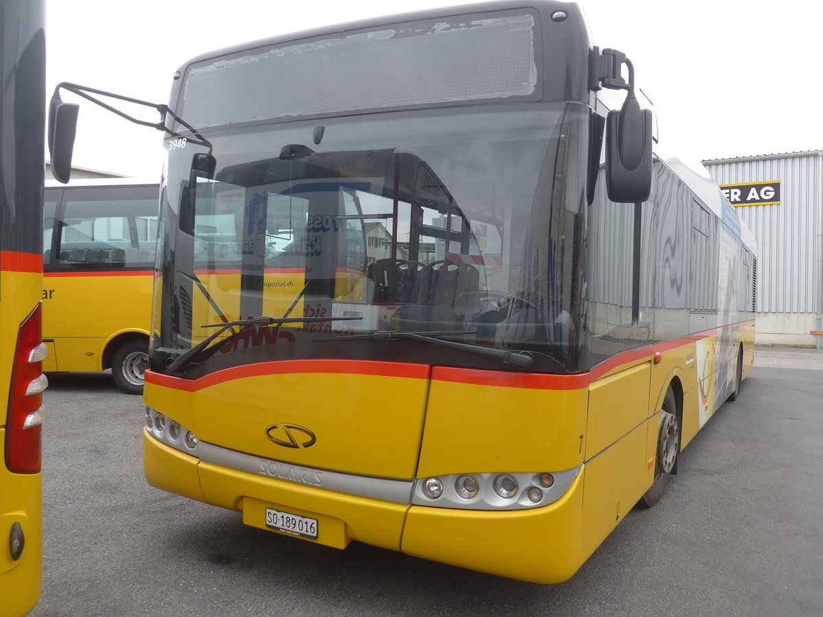 (215'442) - PostAuto Nordschweiz - Nr. 7/SO 189'016 . Solaris (ex PostAuto Bern Nr. 7; ex Klopfstein, Laupen Nr. 7) am 22. Mrz 2020 in Kerzers, Interbus