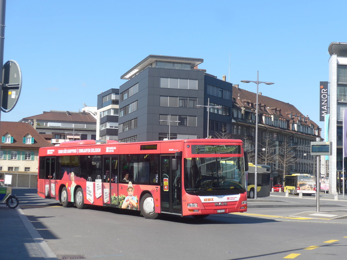 (215'475) - STI Thun - Nr. 160/BE 752'160 - MAN am 23. Mrz 2020 beim Bahnhof Thun