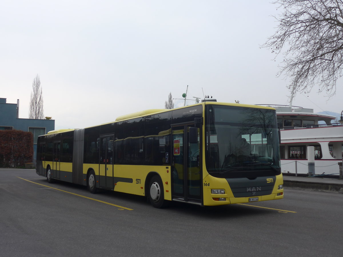 (215'666) - STI Thun - Nr. 144/BE 801'144 - MAN am 29. Mrz 2020 bei der Schifflndte Thun