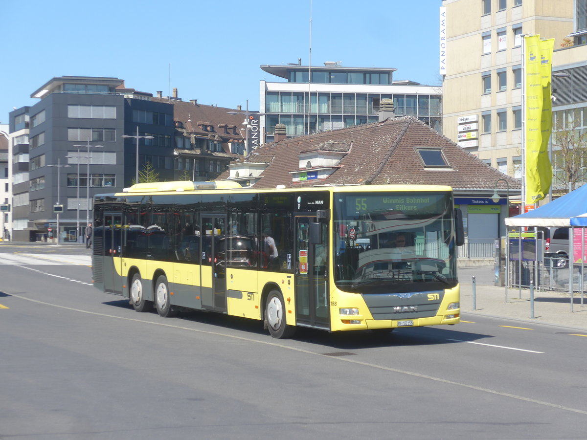 (216'059) - STI Thun - Nr. 158/BE 752'158 - MAN am 15. April 2020 beim Bahnhof Thun