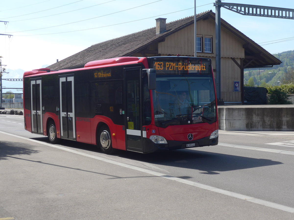 (216'115) - Bernmobil, Bern - Nr. 444/BE 855'444 - Mercedes am 16. April 2020 beim Bahnhof Mnsingen