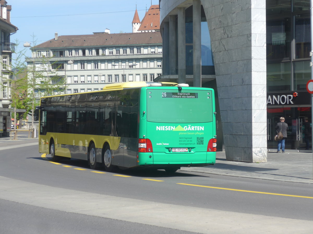 (216'156) - STI Thun - Nr. 602/BE 865'602 - MAN am 17. April 2020 beim Bahnhof Thun