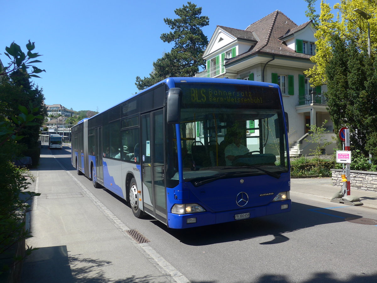 (216'382) - Intertours, Domdidier - Nr. 206/FR 300'658 - Mercedes (ex VZO Grningen Nr. 51) am 22. April 2020 beim Bahnhof Belp