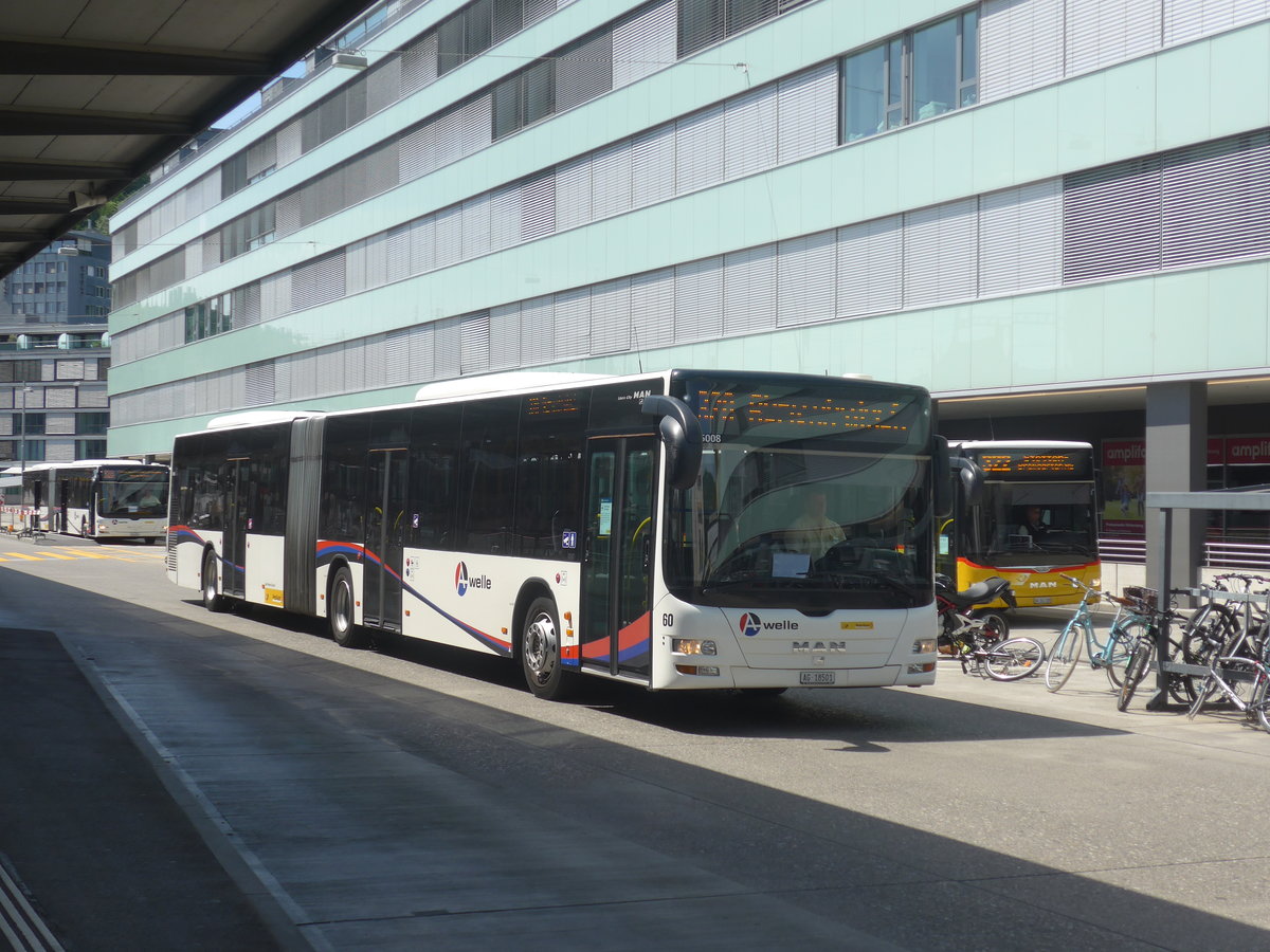 (217'398) - Steffen, Remetschwil - Nr. 60/AG 18'501 - MAN am 30. Mai 2020 beim Bahnhof Baden