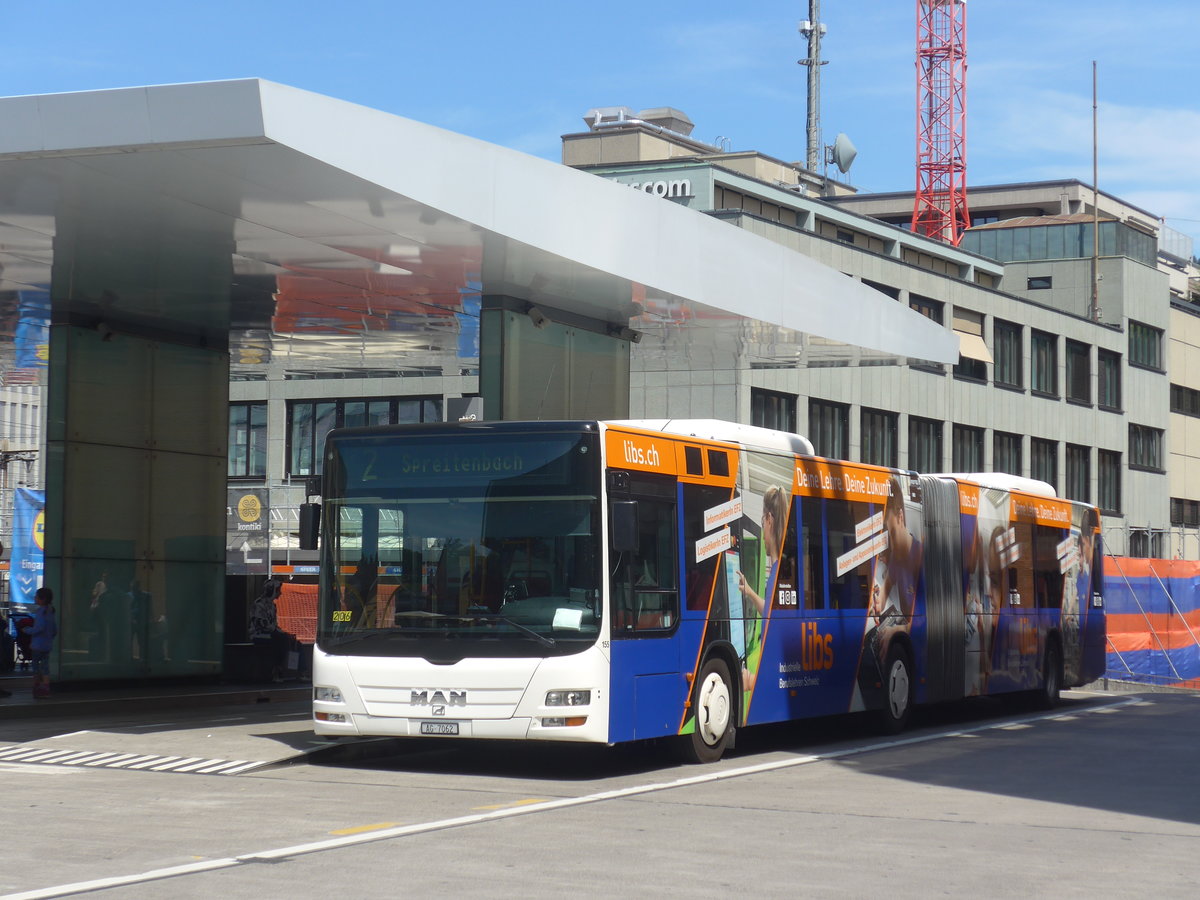 (217'399) - RVBW Wettingen - Nr. 155/AG 7062 - MAN am 30. Mai 2020 beim Bahnhof Baden