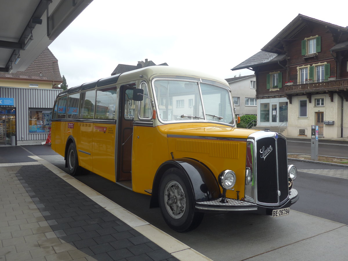 (217'966) - Loosli, Wyssachen - BE 26'794 - Saurer/R&J am 14. Juni 2020 beim Bahnhof Sumiswald-Grnen