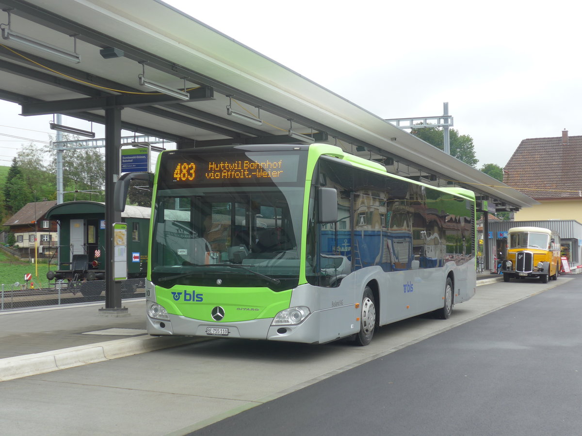 (217'977) - Busland, Burgdorf - Nr. 110/BE 755'110 - Mercedes am 14. Juni 2020 beim Bahnhof Sumiswald-Grnen