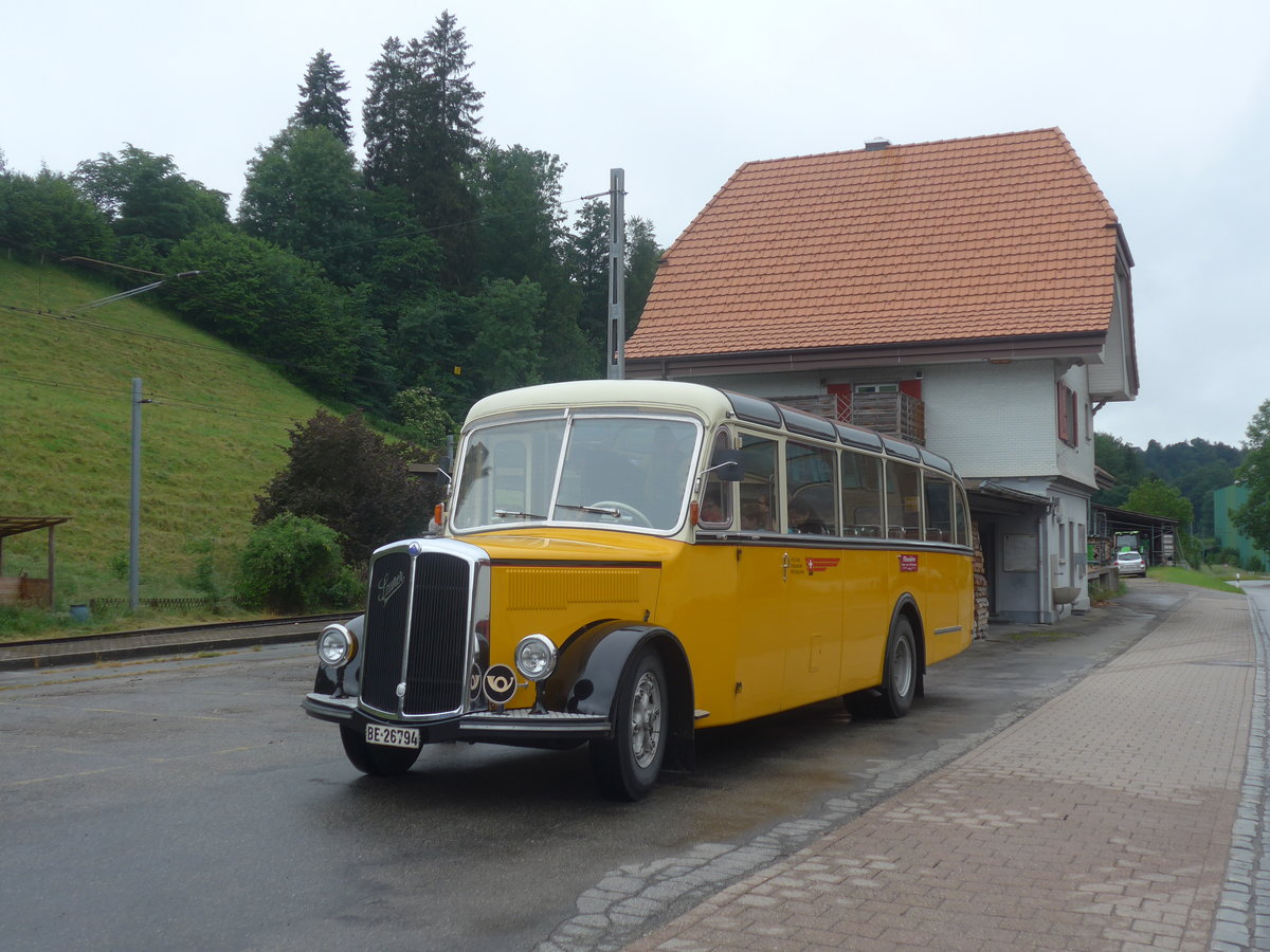 (217'981) - Loosli, Wyssachen - BE 26'794 - Saurer/R&J am 14. Juni 2020 beim Bahnhof Wasen